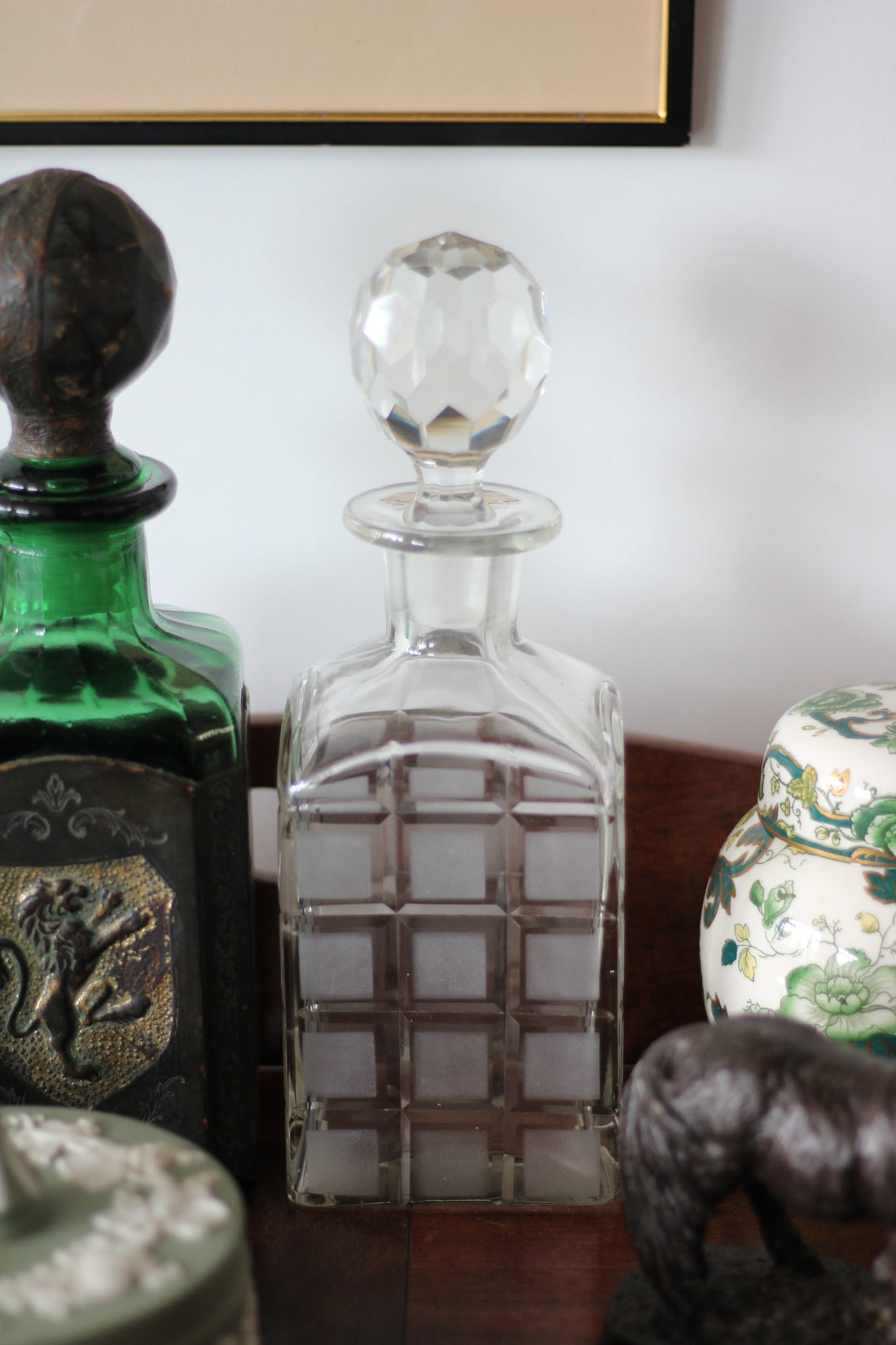 Carafe anglaise en cristal taillé damier - Angleterre, années 1930-1950