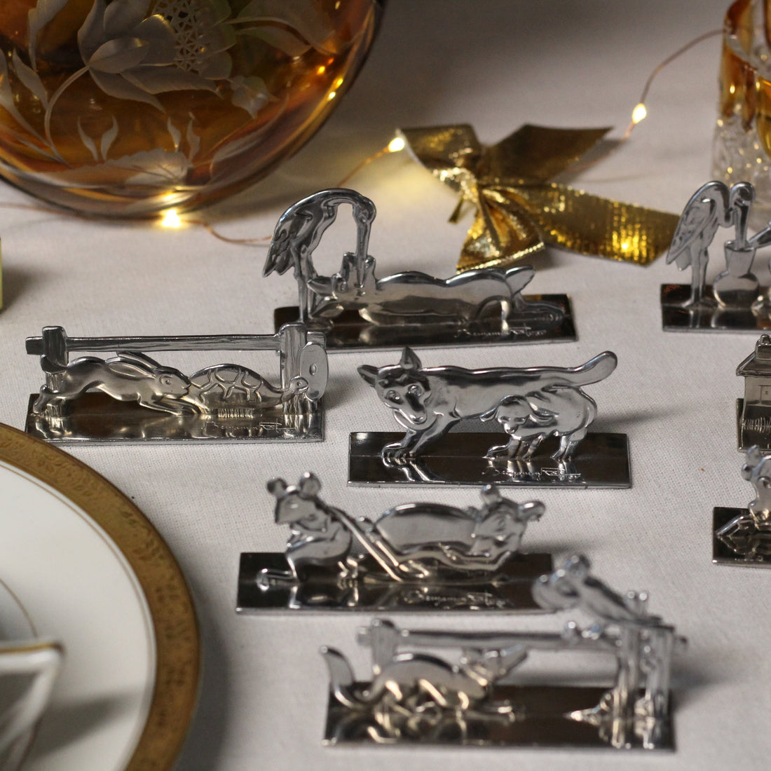 Coffret de 12 porte-couteaux Benjamin Rabier 1930