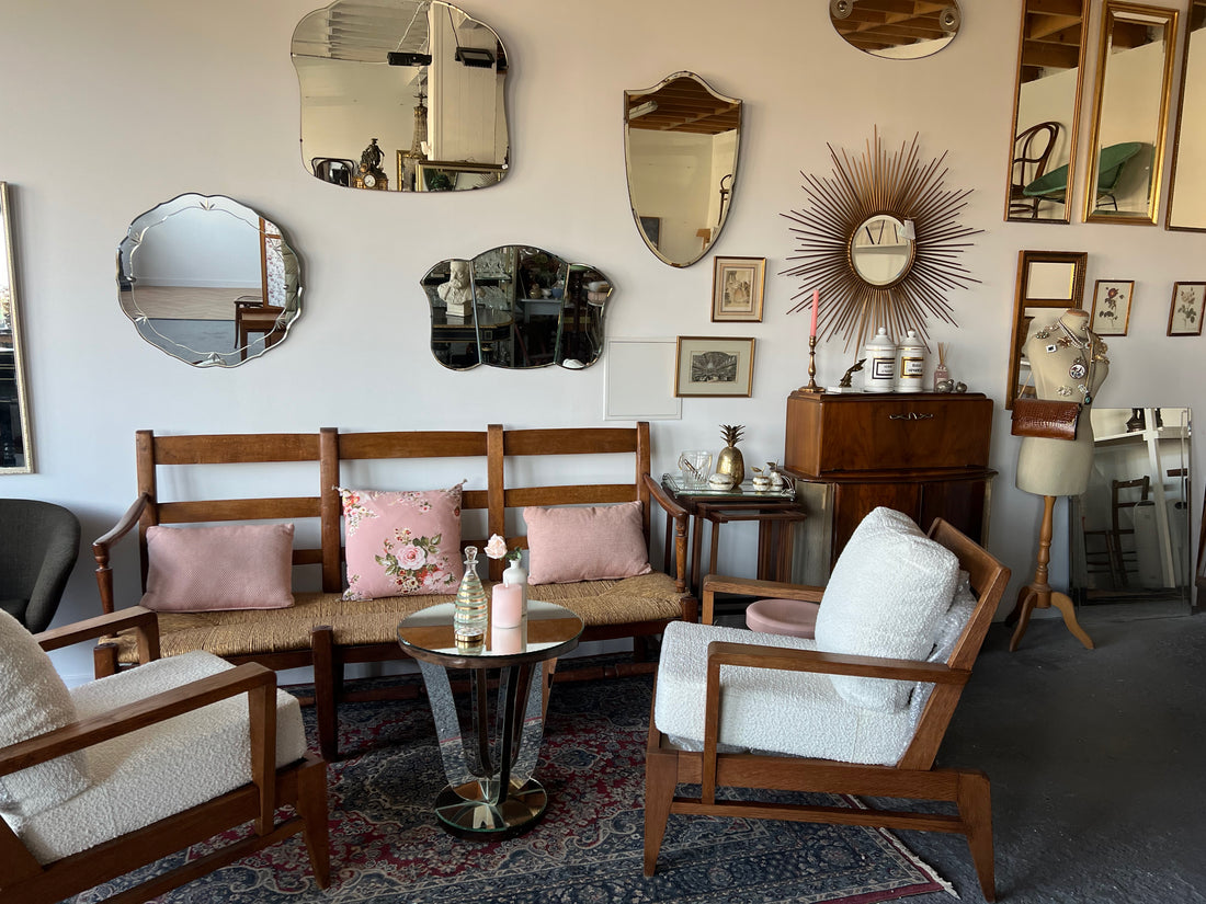 Guéridon miroir Art Déco (livraison sécurisée incluse en France et Belgique)