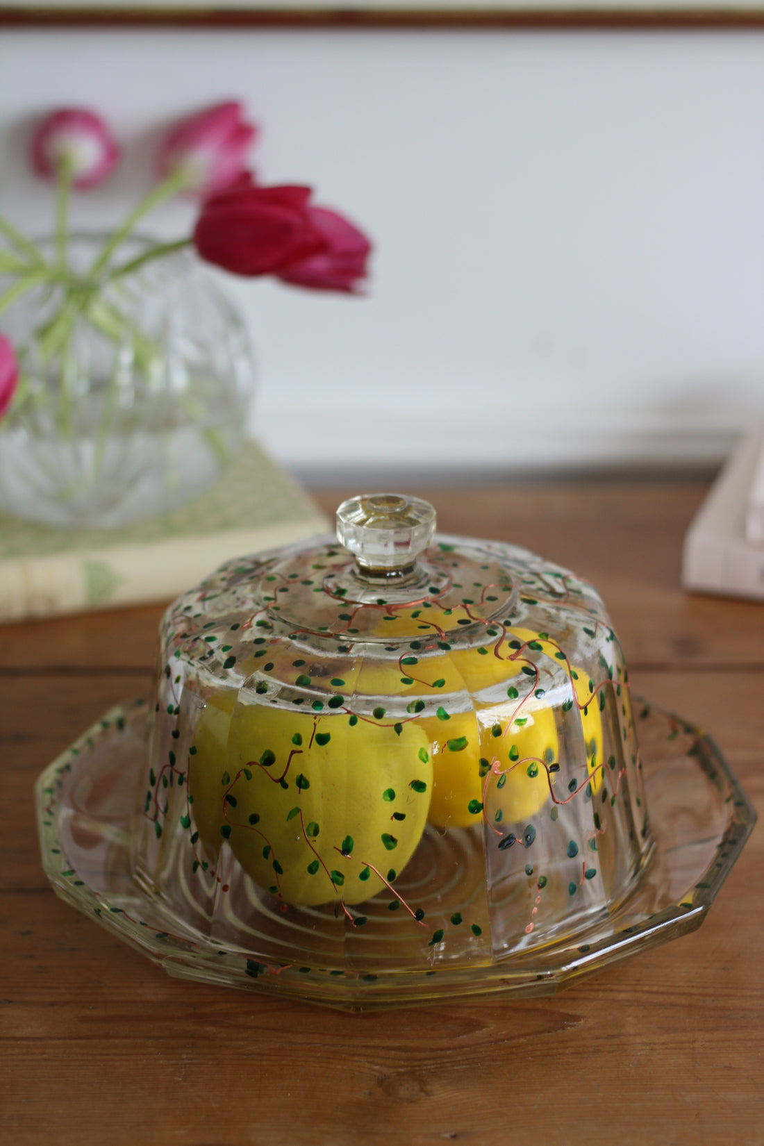 Plat et cloche en verre vintage