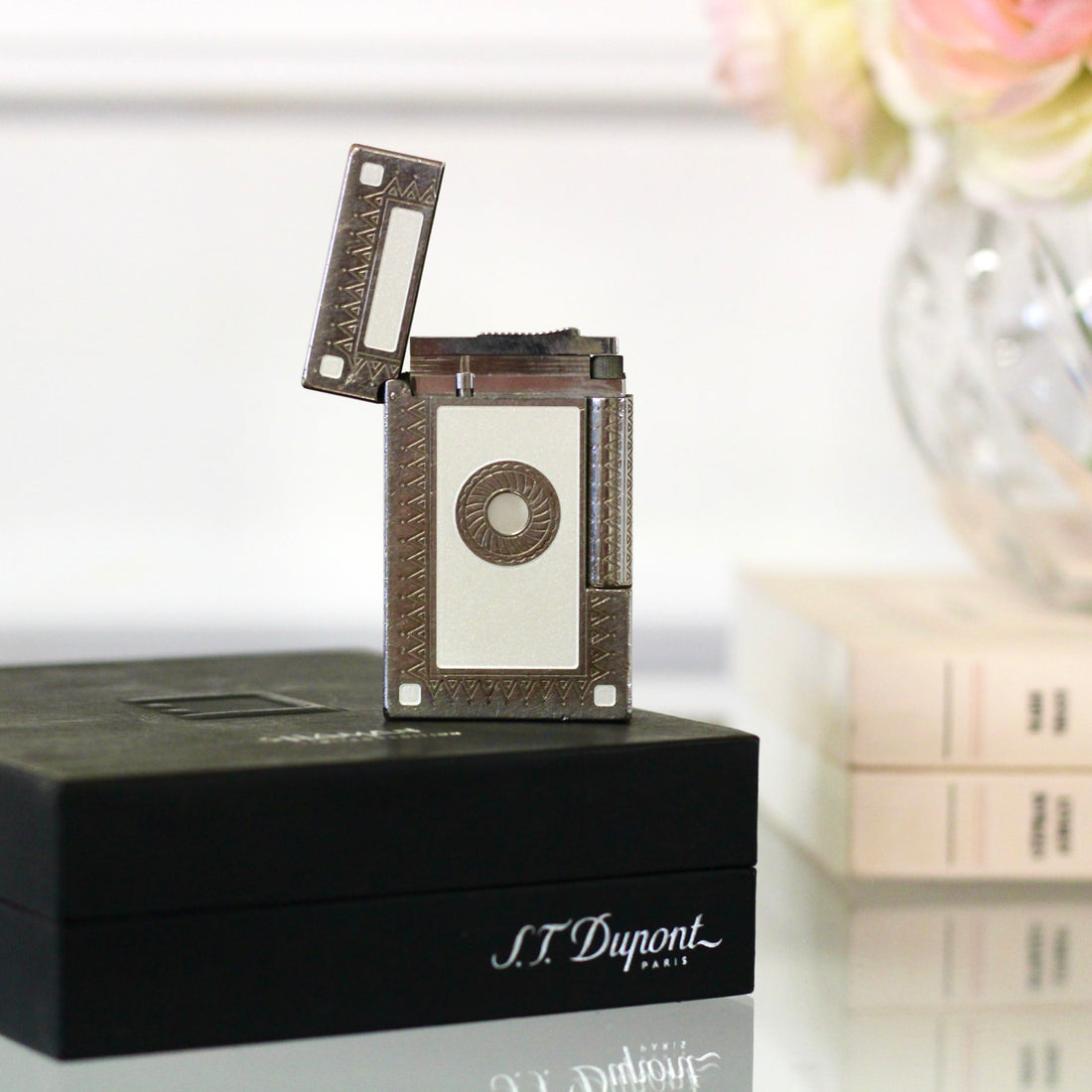 briquet-dupont-paris-édition-limitée-shaman-palladium-nacre-vintage-la-petite-brocante