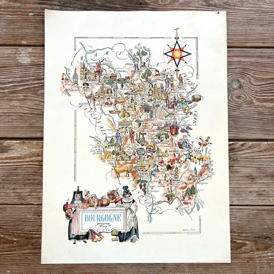 Cartes illustrées des régions de France 1951 (choisissez votre région)
