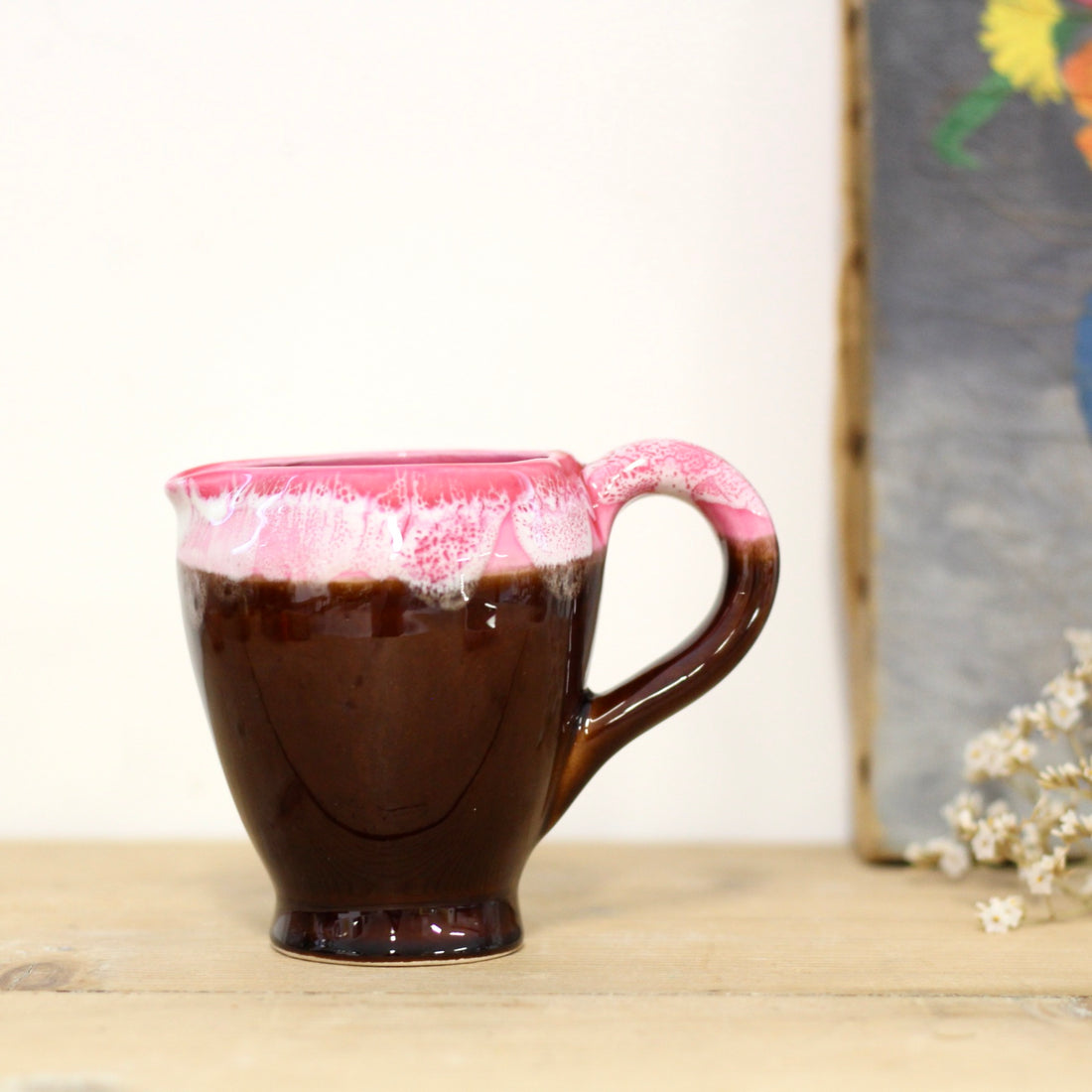 peti-pichet-céramique-marron-dégradé-rose-vintage-la-petite-brocante