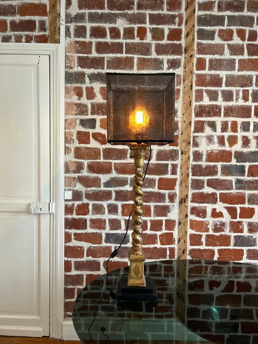 Colonne torsadée du XIXème montée en lampe