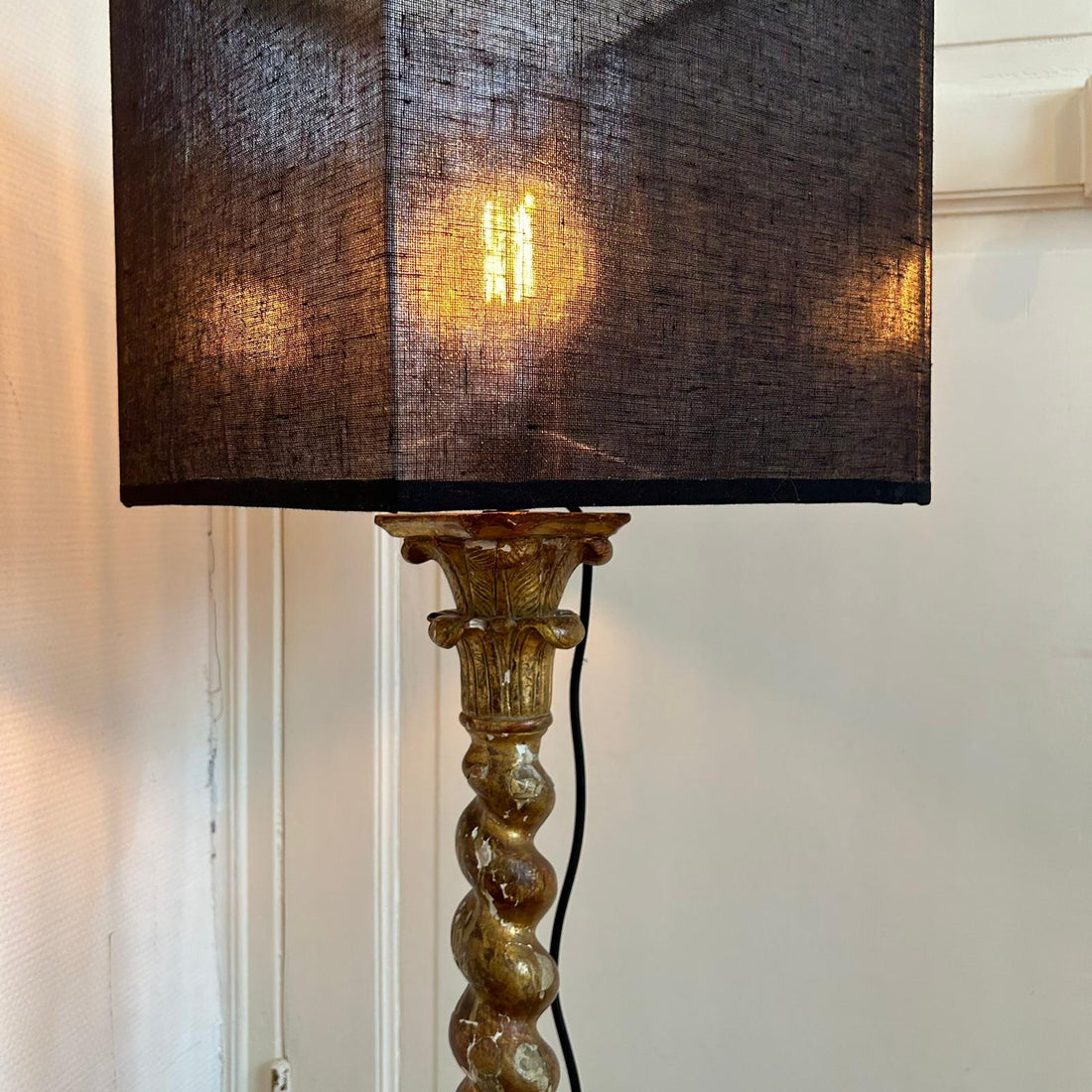 Colonne torsadée du XIXème montée en lampe